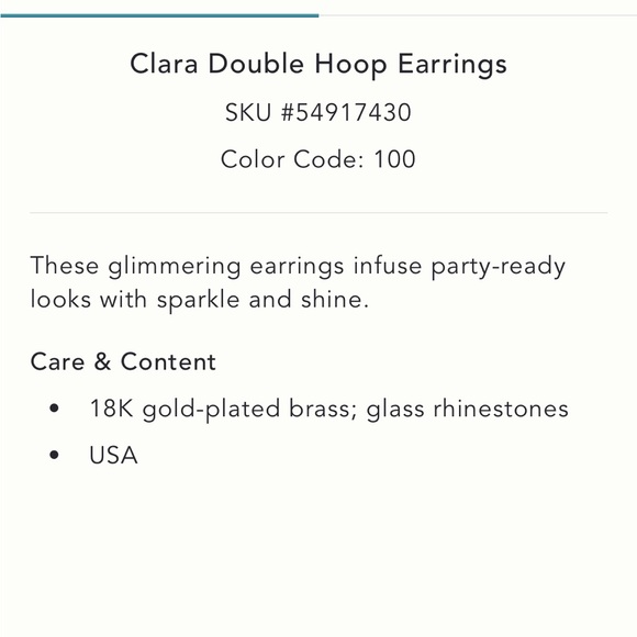 Anthropologie earrings double hoop gold rhinestone dangle drop - Picture 8 of 8